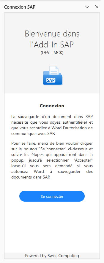 Page de connexion du panneau
