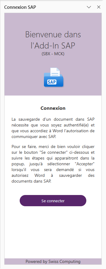Panneau en environnement Sandbox, de couleur violette